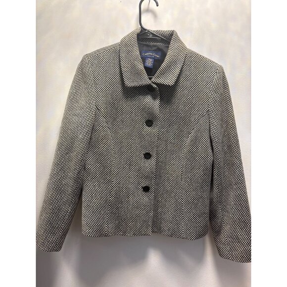 Charter Club Petite Size 10P Black & White Checkered Wool Blend Jacket - Picture 2 of 10